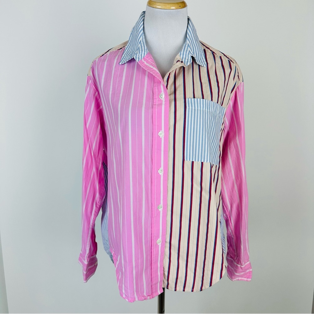 Essentiel Antwerp Famille Striped Buttondown Shirt Size XS Sold at Anthropologie - Picture 2 of 13